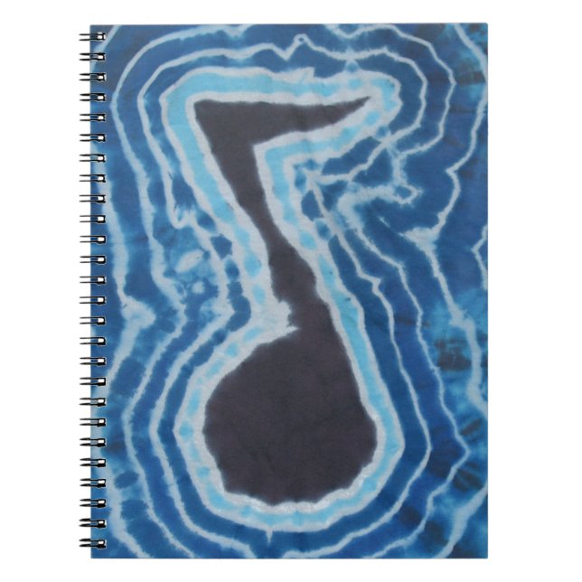 Caderno Espiral Blue Black Music Note Tie Dye (Frente)