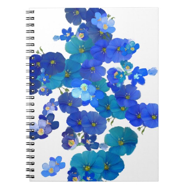 Caderno Espiral Blue Blooms no papel (Frente)