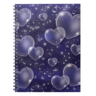 Caderno Espiral Blue Bubble Hearts Bonito Girly 90's Style Design