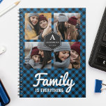 Caderno Espiral Blue Buffalo Plaid Lumberjack Family Photo Collage<br><div class="desc">Upload your favorite photos to make your own unique personalized photo gift.</div>