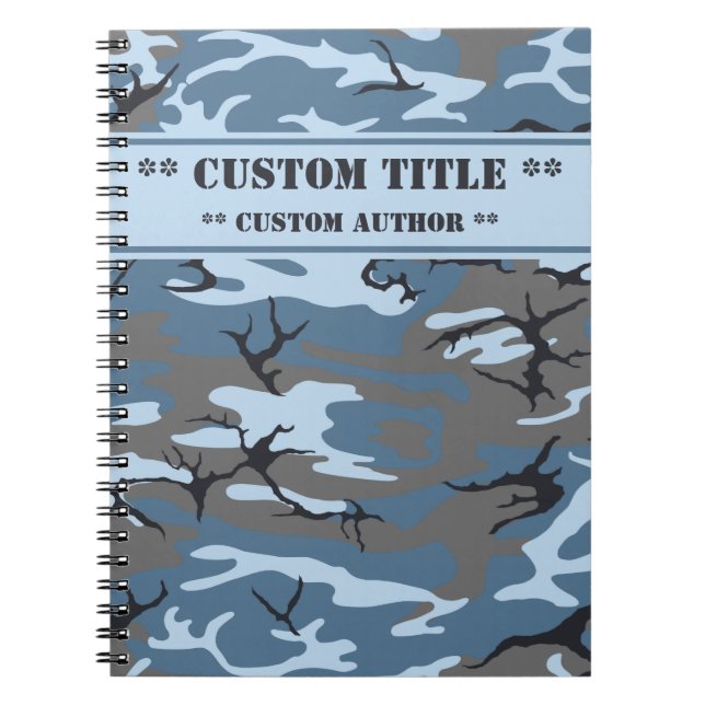 Caderno Espiral Blue Camo Notebook w/ Title/Author Block (Frente)