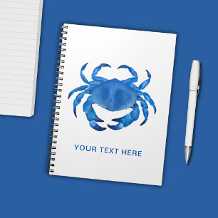 Caderno Espiral Blue Crab Watercolor