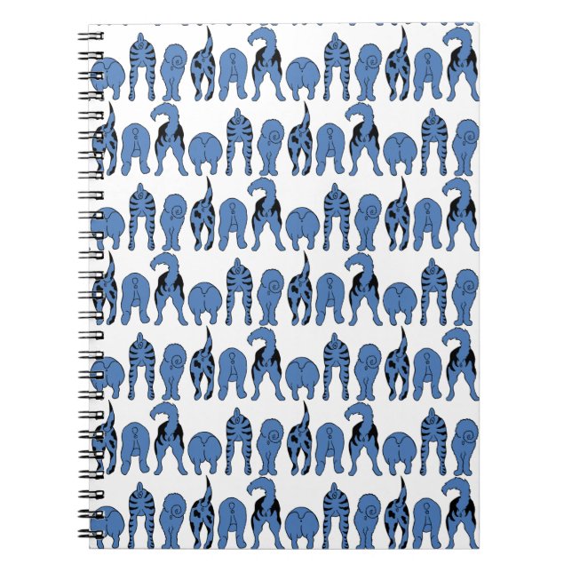 Caderno Espiral Blue Dog Butts Pattern (Frente)