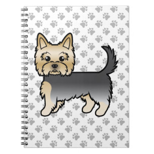 Caderno Espiral Blue E Dourado Yorkshire Terrier Cartoon Dog & Paw