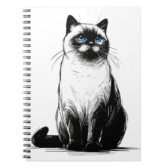 Caderno Espiral Blue-Eyed Gaze - Siamese Cat  (Frente)