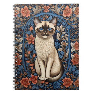 Caderno Espiral Blue Eyed Siamese Cat William Morris Inspirou