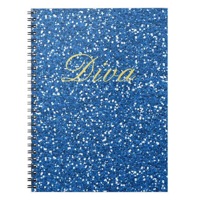 Caderno Espiral Blue Faux Glitter Diva (Frente)