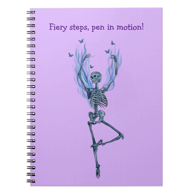 Caderno Espiral Blue Fire Flames Ballerina Dancing Skeleton Purple (Frente)