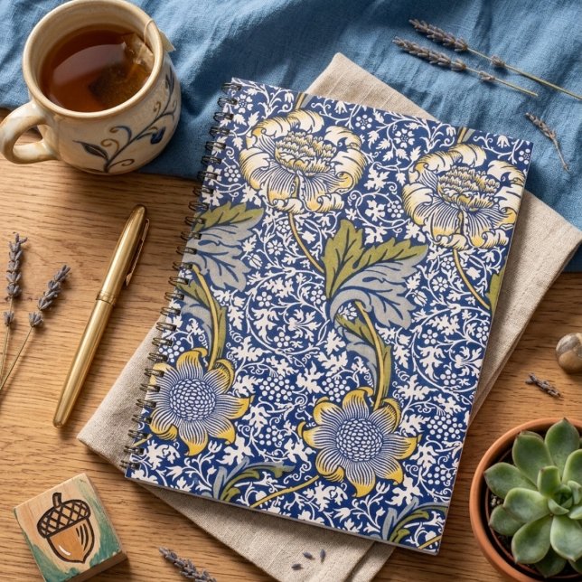 Caderno Espiral Blue Floral Artista Design William Morris Notebook (Criador carregado)