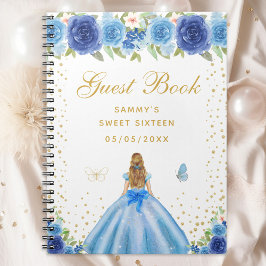 Caderno Espiral Blue Floral Blonde Hair Princess Sweet
