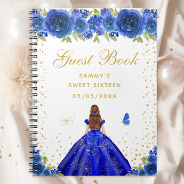 Caderno Espiral Blue Floral Brown Hair Princess Sweet