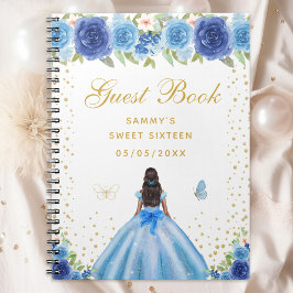 Caderno Espiral Blue Floral Dark Skin Princess Sweet