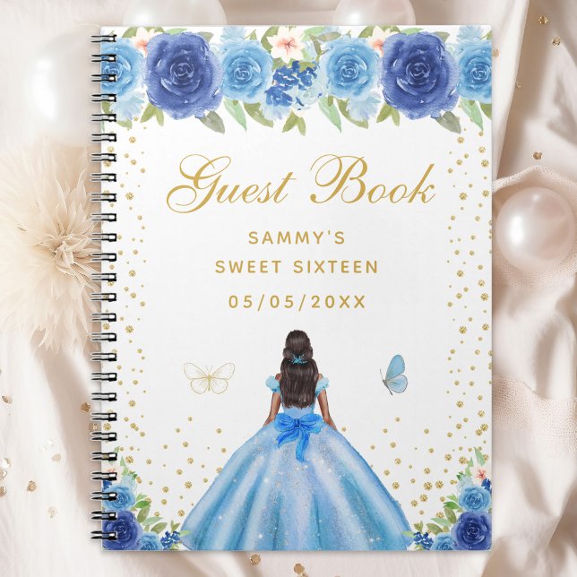 Caderno Espiral Blue Floral Dark Skin Princess Sweet (Criador carregado)