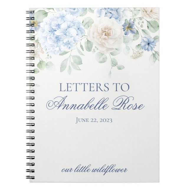 Caderno Espiral Blue Floral Hydrangea Letters to Birthday (Frente)