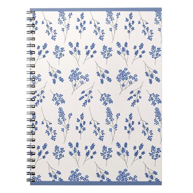 Caderno Espiral Blue Floral Journal – Elegant Botanical Notebook (Frente)