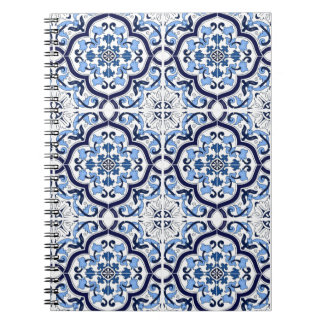 Caderno Espiral  Blue Floral Mediterrâneo Azulejo Siciliano