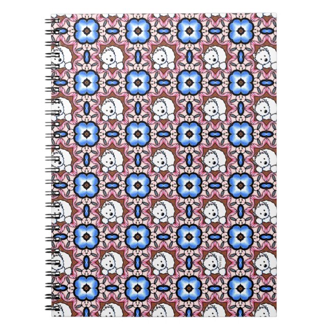 Caderno Espiral Blue Floral Westie (Frente)
