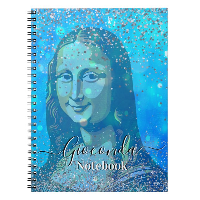 Caderno Espiral Blue Glitter Leonardo Da Vinci Gioconda (Frente)