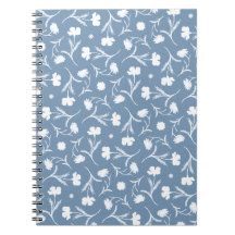 Blue Grey White Liberty Floral Pattern Elegant Pop