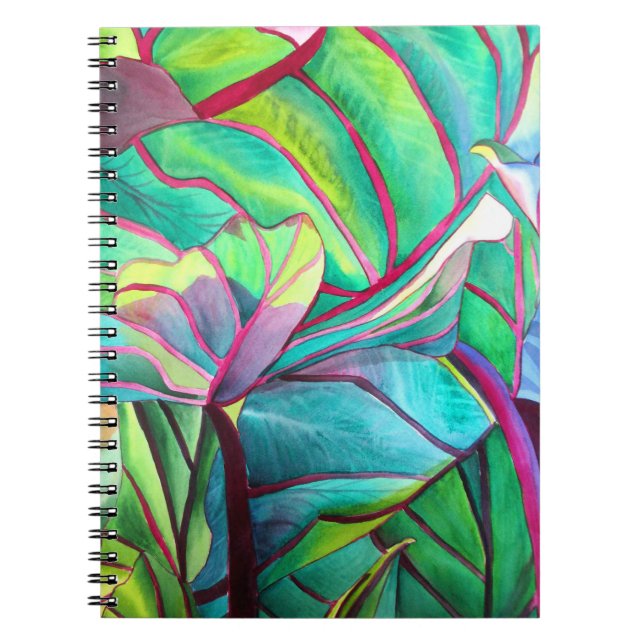 Caderno Espiral Blue Hawaii - Folhagem tropical (Frente)
