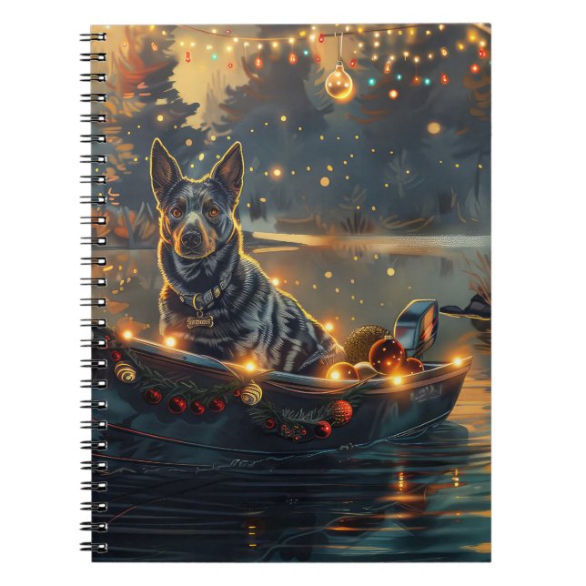 Caderno Espiral Blue Heeler Natal Festivo Viagem (Frente)