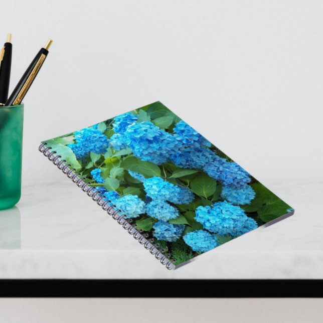 Caderno Espiral Blue Hydrangea Blooms Floral (In Situ)