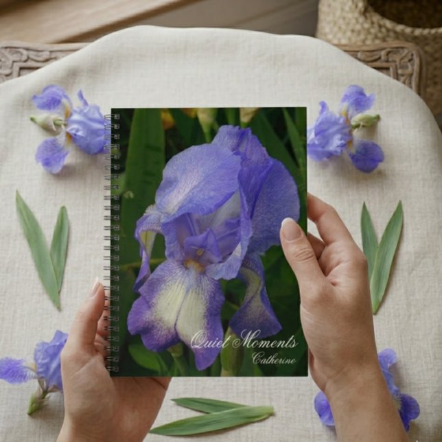 Caderno Espiral Blue Iris Macro Photo Personalized Notebook Journa (Criador carregado)