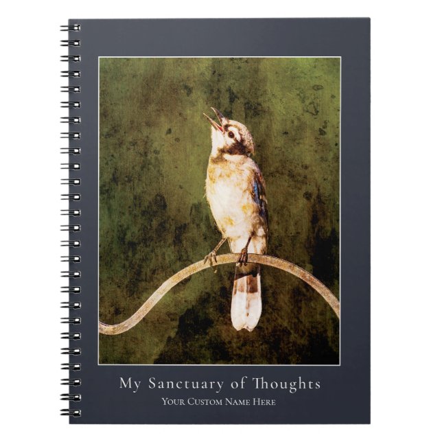 Caderno Espiral Blue Jay Songbird Notebook | Nature Art Journal (Frente)