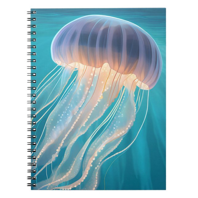 Caderno Espiral Blue Jellyfish | Ocean Animal Painting (Frente)
