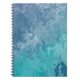 Caderno Espiral Blue Liquid Marble Abstract Pattern