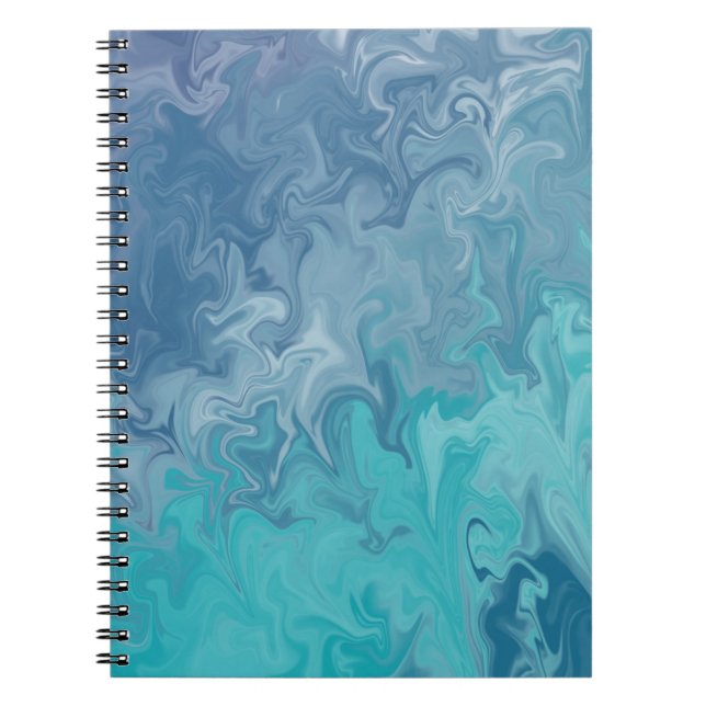 Caderno Espiral Blue Liquid Marble Abstract Pattern (Frente)