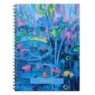 Caderno Espiral Blue Nature Floral Abstrato