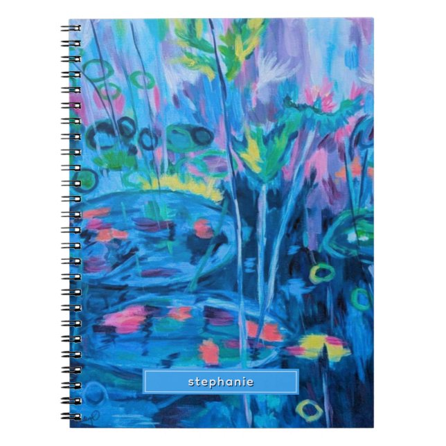 Caderno Espiral Blue Nature Floral Abstrato (Frente)