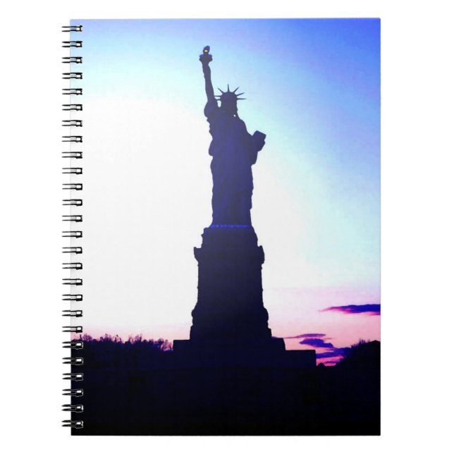 Caderno Espiral Blue New York Sunset - Notebook Lady Liberty (Frente)