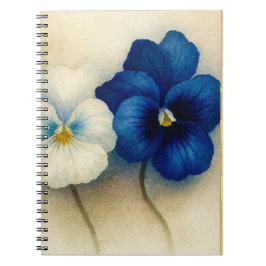 Caderno Espiral Blue Pansy Floral Notebook – Hand Painted