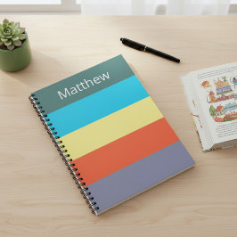 Caderno Espiral Blue Personalized Color Block Striped Notebook
