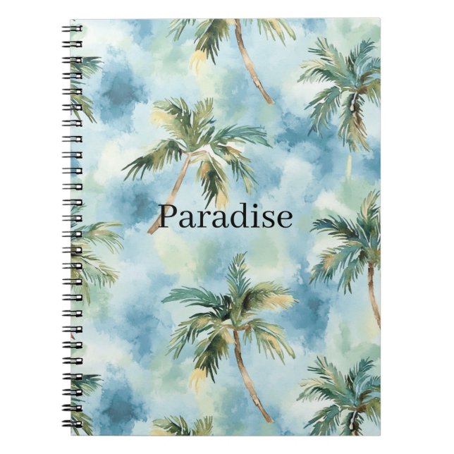 Caderno Espiral Blue Skies Tropical Island Palm Trees   (Frente)