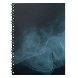 Caderno Espiral Blue Smoke on Black Abstract Art Notebook