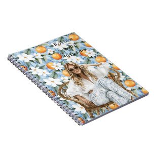 Caderno Espiral Blue White Sicilian Summer Blona Floral