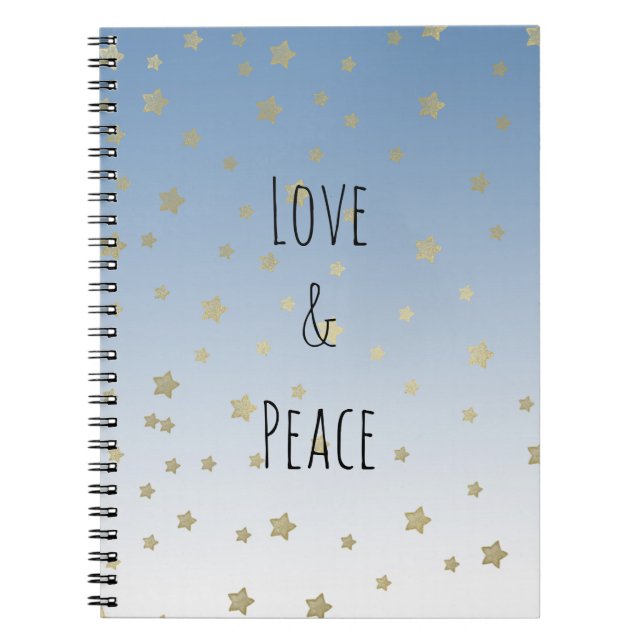 Caderno Espiral Blue White Stars Amor Paz (Frente)