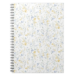 Caderno Espiral Blue Yellow Wildflower Pattern
