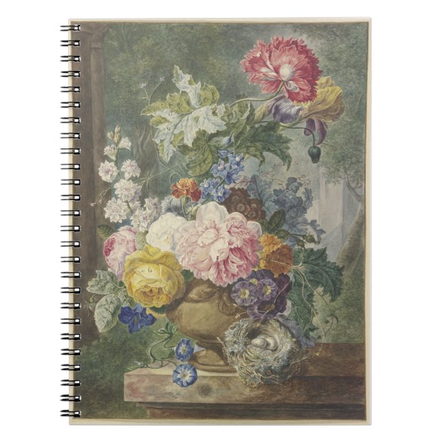Caderno Espiral Blumenstrauß em einer Vase mit Vogelnest (Frente)