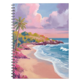 Caderno Espiral Blush Beach | Pink Ocean Painting