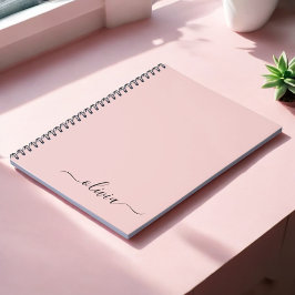 Caderno Espiral Blush Dusty Pink Modern Script Girly Monograma Nom