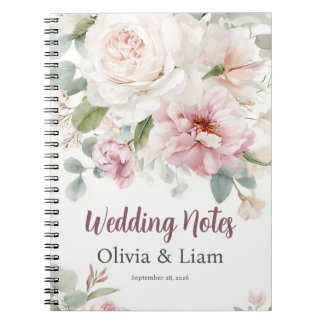 Caderno Espiral Blush Pink Floral Personalized Wedding Planner