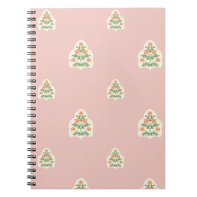 Caderno Espiral Blush pink mughal floral pattern  (Frente)