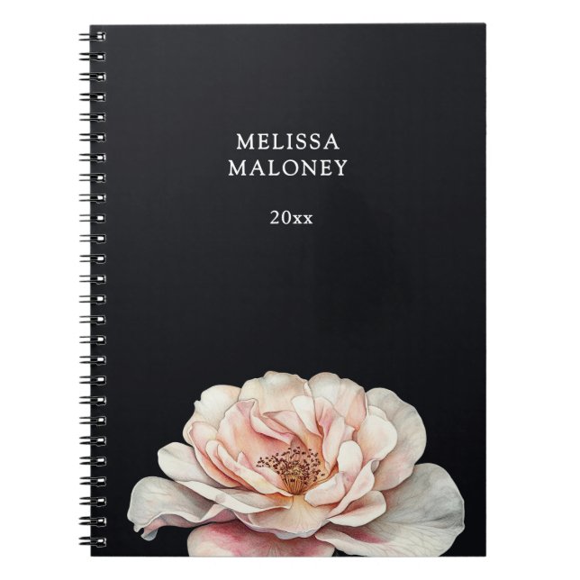 Caderno Espiral Blush Pink Painted Rose Black (Frente)