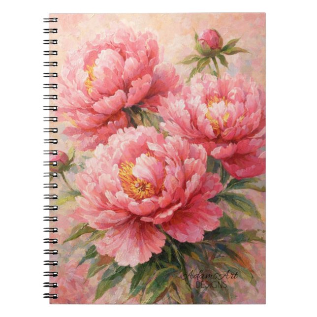 Caderno Espiral Blush Pink Peony Garden Floral (Frente)