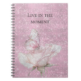 Caderno Espiral Blush Pink Rose Butterfly Sparkle