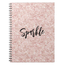 Caderno Espiral Blush Pink Sparkle Glitter